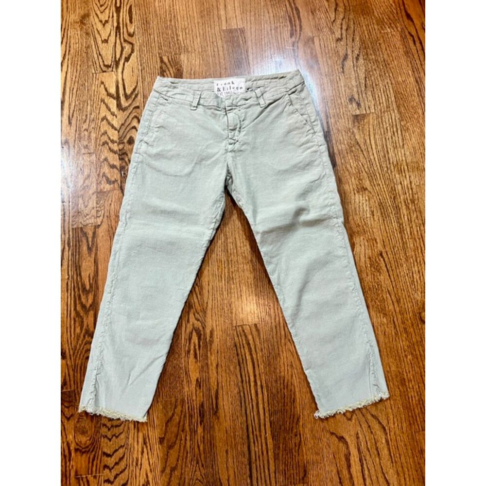Frank & Eileen Derry Cropped Chino Pants Sage Green Frayed Hem Size 4 Casual